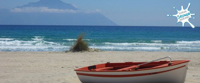 Sarti beach - pogled na Atos sa plaže